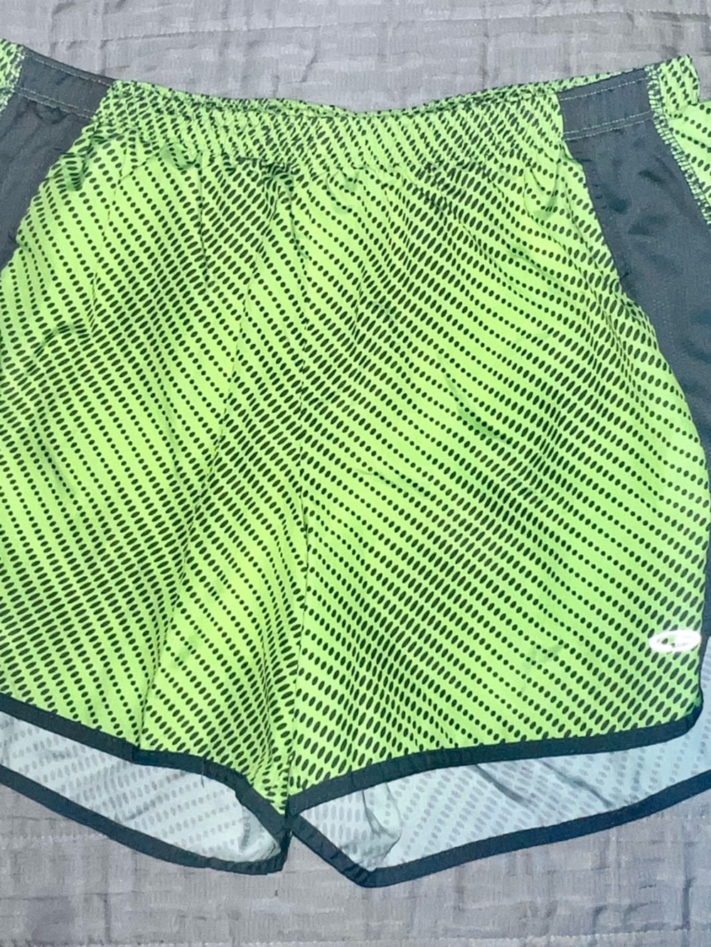 Womens Champion Running Shorts - Neon Green/Black Medium
